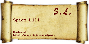 Spicz Lili névjegykártya